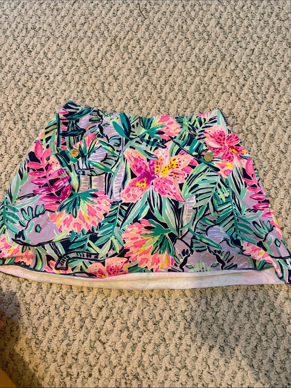 Lilly Pulitzer Tropical Floral Mini Skirt - Pink, Green & Purple